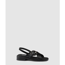 버클 장식 브러쉬드 가죽 샌들 1X962N