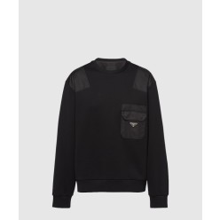 리나일론 디테일 코튼 스웨트셔츠