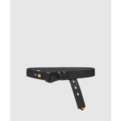 리얼 가죽 금속 장식 와이드 벨트 8C0589