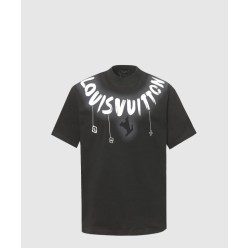 라운드 넥 그래피티 로고 숏 슬리브 코튼 티셔츠