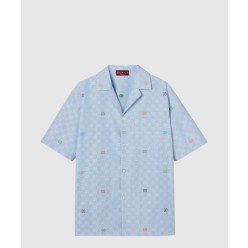 스트라이프 코튼 볼링 셔츠