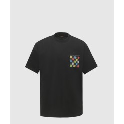 컬러 체크 모노그램 로고 반팔티