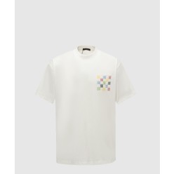 컬러 체크 모노그램 로고 반팔티