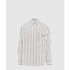 로고 디테일 스트라이프 코튼 셔츠