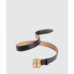 나노 블랙 유광 얇은 소가죽 벨트 829005