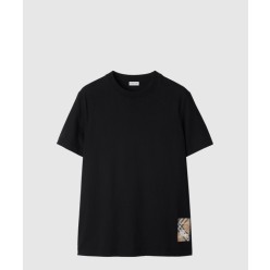 체크 라벨 코튼 티셔츠