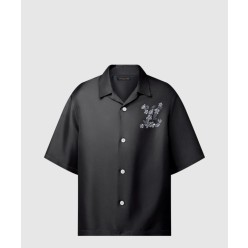 프린티드 시그니처 실크 셔츠