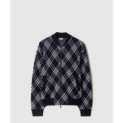 체크 울 블렌드 보머 재킷