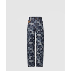 다미에 데님 스케이트 팬츠