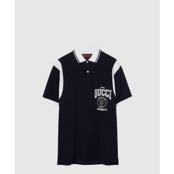 프린트가 있는 면 피케 폴로 셔츠