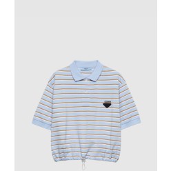 크롭 스트라이프 피케 폴로 셔츠