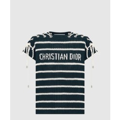 Dioriviera 레이스업 캡 슬리브 스웨터