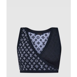 모노그램 자카드 니트 크롭 탑