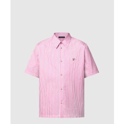 모노그램 스트라이프드 쇼트 슬리브드 셔츠