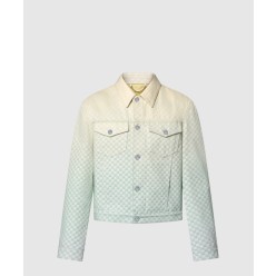 다미에 그라디언트 자카드 데님 재킷