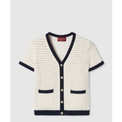 파인 코튼 크로셰 카디건