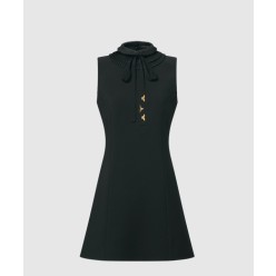 플리츠 칼라 피티드 드레스