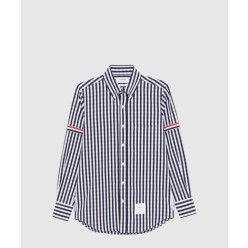 깅엄 체크 포플린 암밴드 셔츠