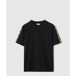 체크 트리밍 코튼 티셔츠