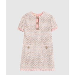 리본 엠브로이더리 트위드 미니 드레스