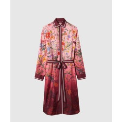 프린트 실크 트윌 셔츠 드레스