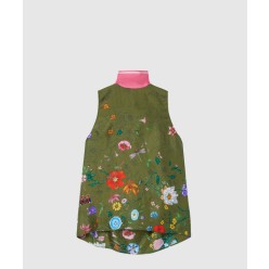 프린트 민소매 실크 탑