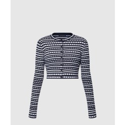 스캘럽 스트라이프 가디건