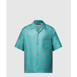 모노그램 쇼트 슬리브드 실크 셔츠