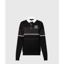 모노그램 자카드 롱 슬리브드 폴로 셔츠