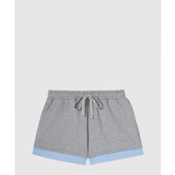 자수가 들어간 코튼 저지 반바지