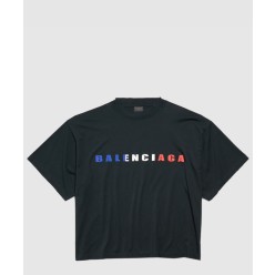 프랑스 쇼트 슬리브 크롭 티셔츠