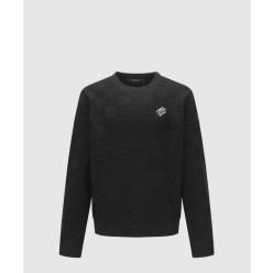 프린트 크루넥 니트 긴팔 스웨터