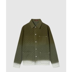 블리치 GG 코튼 데님 자카드 셔츠