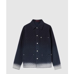 블리치 GG 코튼 데님 자카드 셔츠