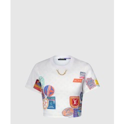 마히나 패치 프린트 크롭 톱