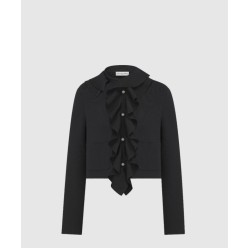 크롭 재킷 탈착식 루싱 칼라