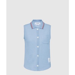 코튼 와플 슬리브리스 버튼 셔츠