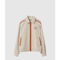 자카드 캔버스 블루종 재킷