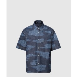 모노그램 쇼트 슬리브드 샴브레이 셔츠