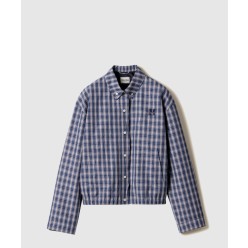 체크 패브릭 블루종 재킷