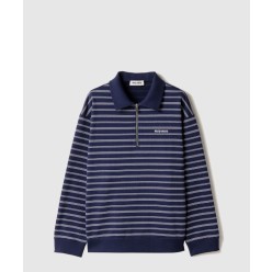 스트라이프 지퍼 폴로 셔츠