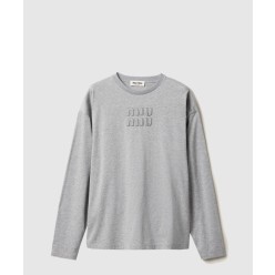 자수 로고 장식 코튼 티셔츠