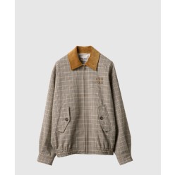 이중 짜임 체크 블루종 재킷