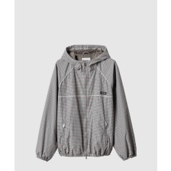 체크 테크니컬 패브릭 봄버 재킷