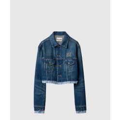 워싱 데님 블루종 재킷