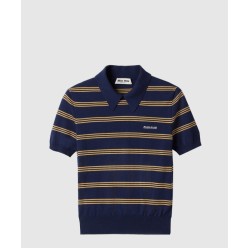 스트라이프 캐시미어 및 실크 폴로 스웨터