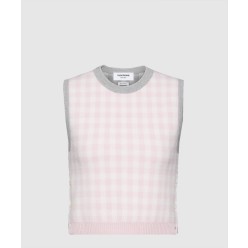 펀믹스 깅엄 체크 자카드 메리노 울 쉘 탑