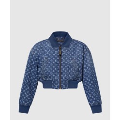 크롭드 모노그램 데님 보머 재킷