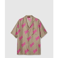 프린트 코튼 포플린 볼링 셔츠