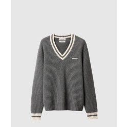 울 및 캐시미어 브이넥 스웨터